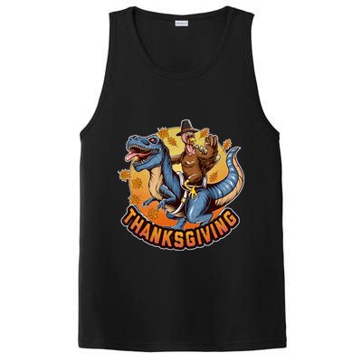 Cool Thanksgiving Turkey Riding TRex Dinosaur PosiCharge Competitor Tank