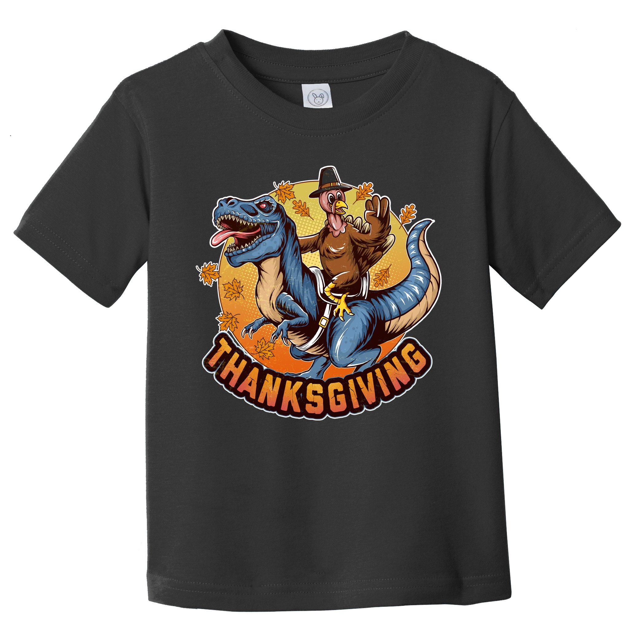 Cool Thanksgiving Turkey Riding TRex Dinosaur Toddler T-Shirt