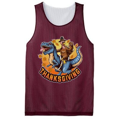 Cool Thanksgiving Turkey Riding TRex Dinosaur Mesh Reversible Basketball Jersey Tank