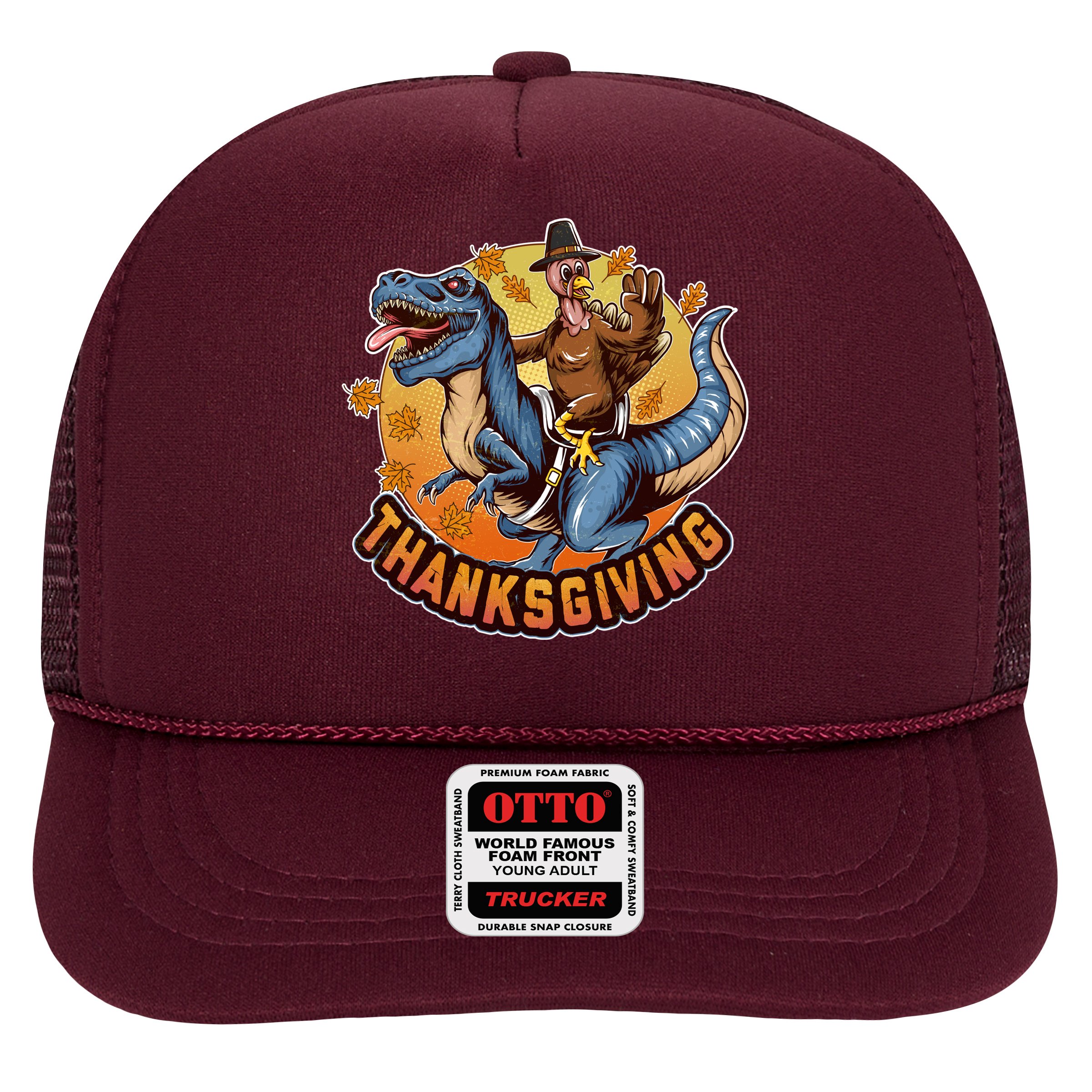 Cool Thanksgiving Turkey Riding TRex Dinosaur Hat