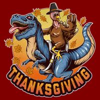 Cool Thanksgiving Turkey Riding TRex Dinosaur Hat