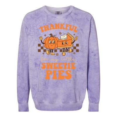 Cute Thanksgiving Teacher Thankful For My Sweetie Pies Mom Gift Colorblast Crewneck Sweatshirt