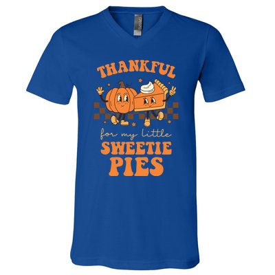 Cute Thanksgiving Teacher Thankful For My Sweetie Pies Mom Gift V-Neck T-Shirt