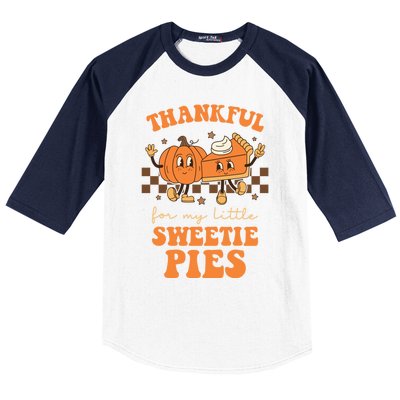 Cute Thanksgiving Teacher Thankful For My Sweetie Pies Mom Gift Baseball Sleeve Shirt