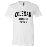 Coleman Texas Tx Vintage Sports Established Design V-Neck T-Shirt