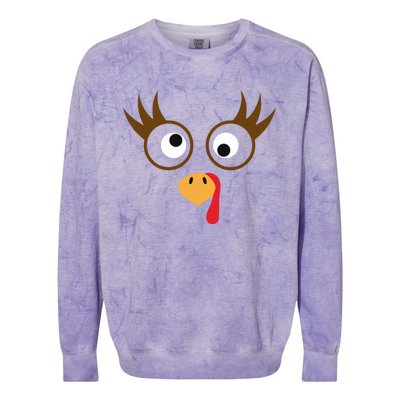 Cute Thanksgiving Turkey Face Turkey Day Great Gift Colorblast Crewneck Sweatshirt