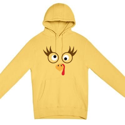 Cute Thanksgiving Turkey Face Turkey Day Great Gift Premium Pullover Hoodie