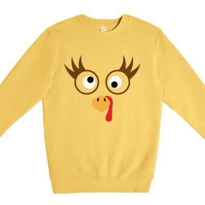 Cute Thanksgiving Turkey Face Turkey Day Great Gift Premium Crewneck Sweatshirt