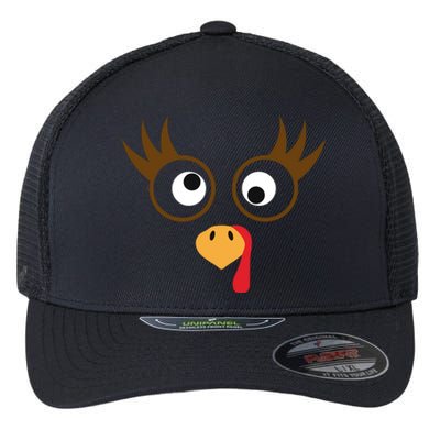 Cute Thanksgiving Turkey Face Turkey Day Great Gift Flexfit Unipanel Trucker Cap