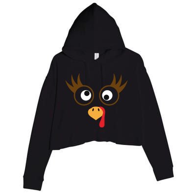 Cute Thanksgiving Turkey Face Turkey Day Great Gift Crop Fleece Hoodie