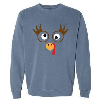 Cute Thanksgiving Turkey Face Turkey Day Great Gift Garment-Dyed Sweatshirt