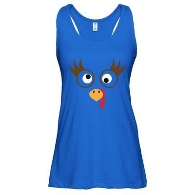 Cute Thanksgiving Turkey Face Turkey Day Great Gift Ladies Essential Flowy Tank