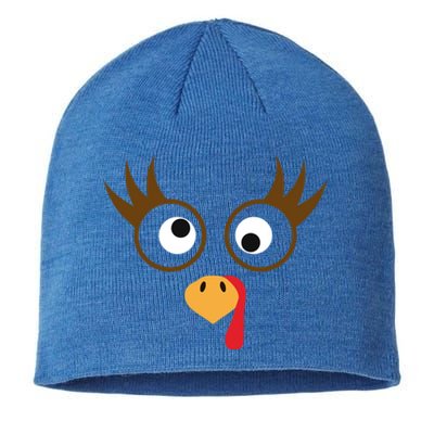 Cute Thanksgiving Turkey Face Turkey Day Great Gift Sustainable Beanie