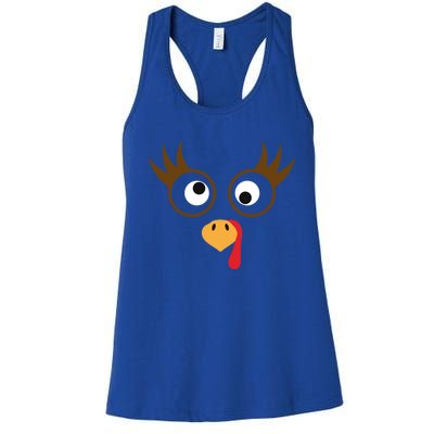 Cute Thanksgiving Turkey Face Turkey Day Great Gift Women's Racerback Tank