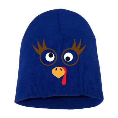 Cute Thanksgiving Turkey Face Turkey Day Great Gift Short Acrylic Beanie