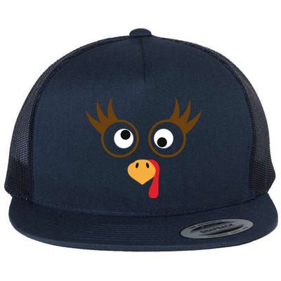 Cute Thanksgiving Turkey Face Turkey Day Great Gift Flat Bill Trucker Hat