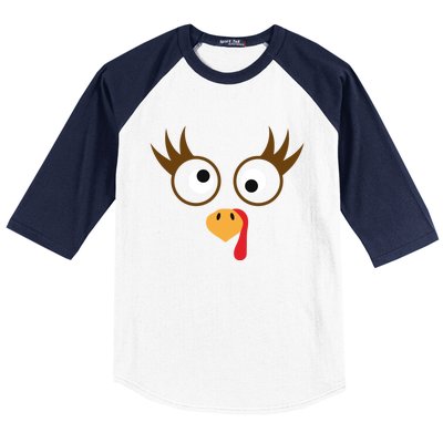 Cute Thanksgiving Turkey Face Turkey Day Great Gift Baseball Sleeve Shirt