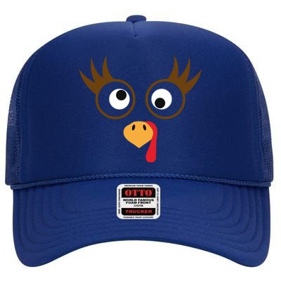 Cute Thanksgiving Turkey Face Turkey Day Great Gift High Crown Mesh Back Trucker Hat