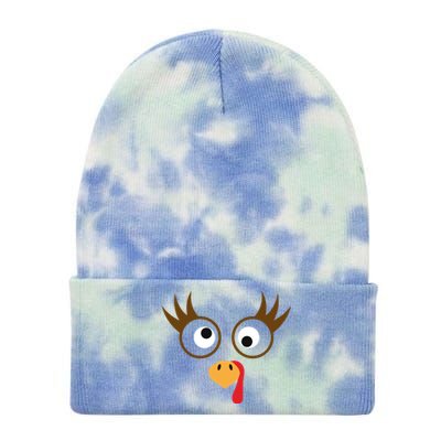 Cute Thanksgiving Turkey Face Turkey Day Great Gift Tie Dye 12in Knit Beanie