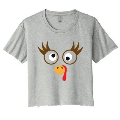 Cute Thanksgiving Turkey Face Turkey Day Great Gift Women's Crop Top Tee