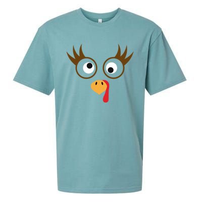 Cute Thanksgiving Turkey Face Turkey Day Great Gift Sueded Cloud Jersey T-Shirt