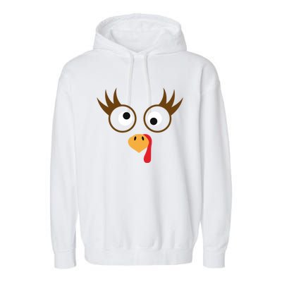 Cute Thanksgiving Turkey Face Turkey Day Great Gift Garment-Dyed Fleece Hoodie