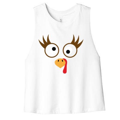 Cute Thanksgiving Turkey Face Turkey Day Great Gift Women's Racerback Cropped Tank