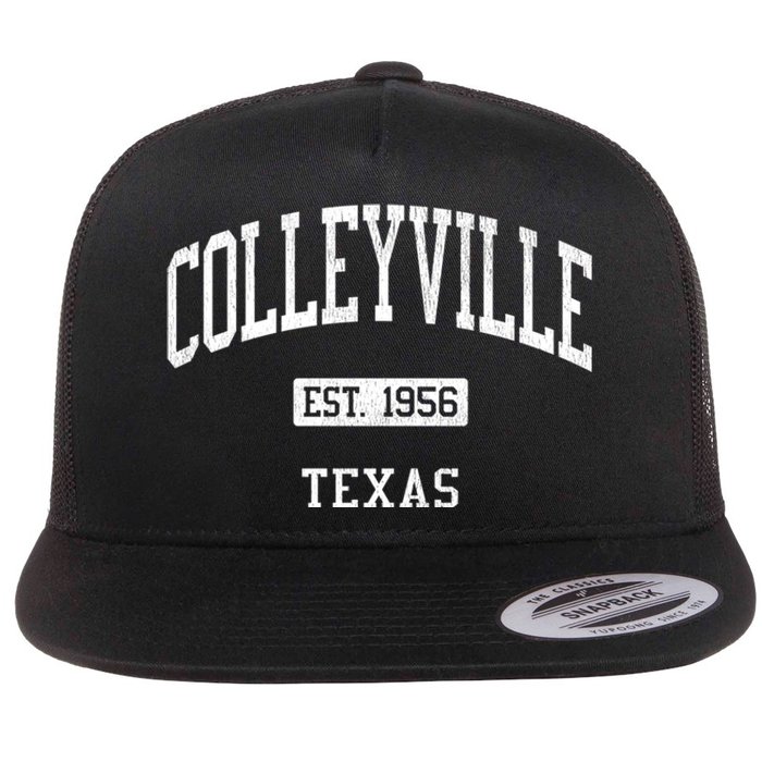 Colleyville Texas Tx Js04 Vintage Athletic Sports Flat Bill Trucker Hat