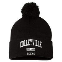 Colleyville Texas Tx Js04 Vintage Athletic Sports Pom Pom 12in Knit Beanie