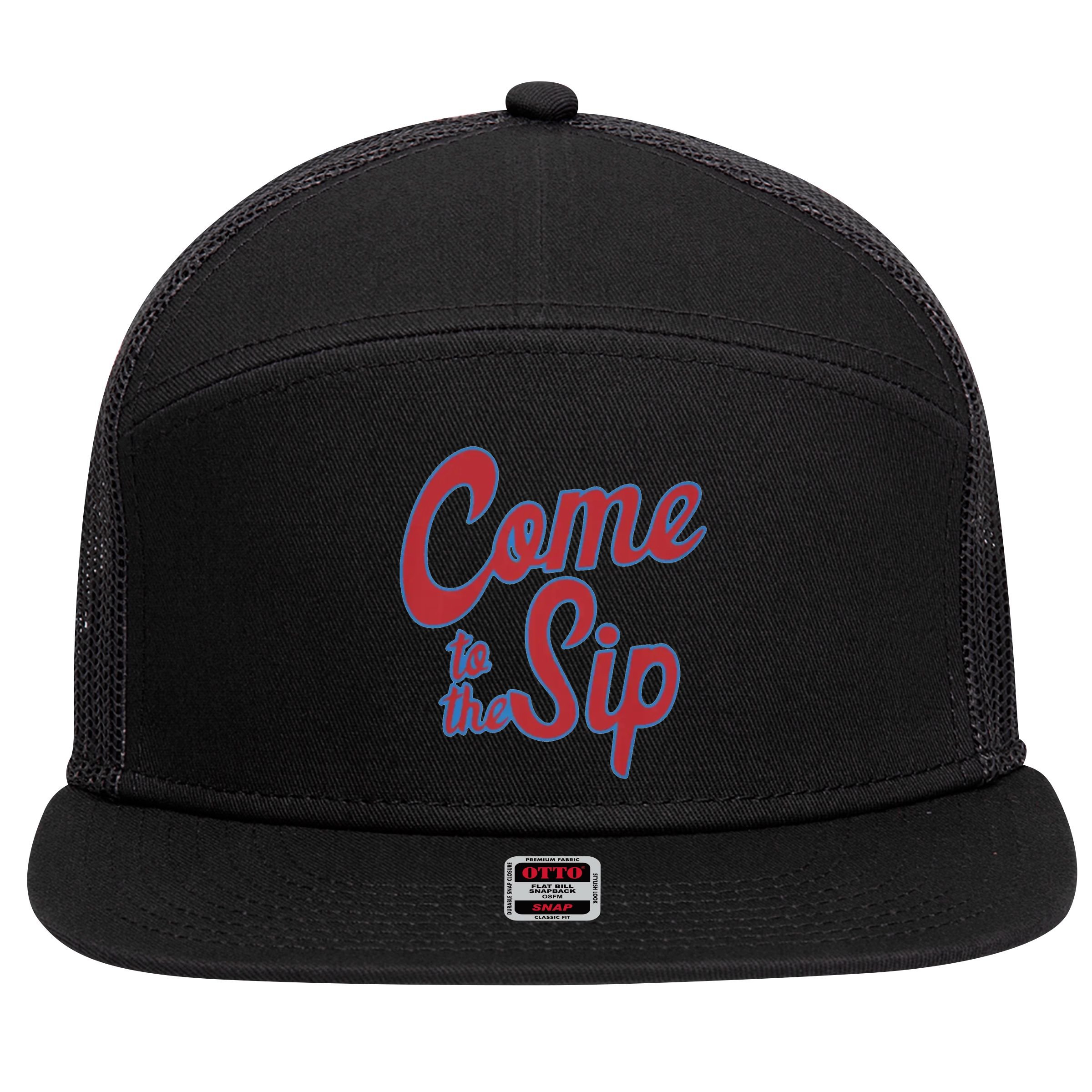 Come To The Sip 7 Panel Mesh Trucker Snapback Hat