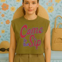 Come To The Sip Garment-Dyed Women's Muscle Tee