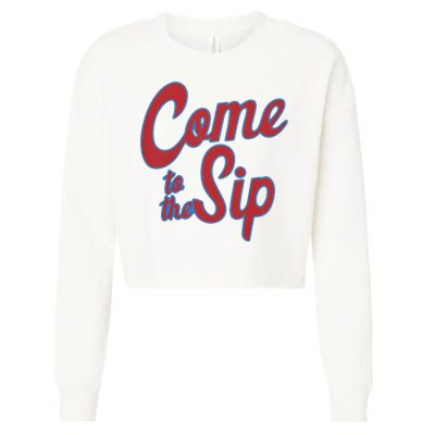 Come To The Sip Cropped Pullover Crew