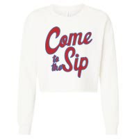 Come To The Sip Cropped Pullover Crew
