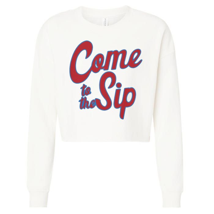 Come To The Sip Cropped Pullover Crew
