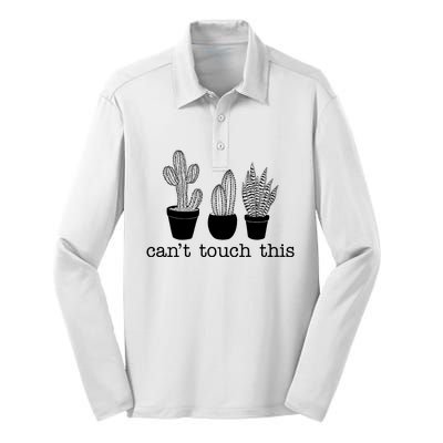 Can't Touch This Funny Cactus Silk Touch Performance Long Sleeve Polo