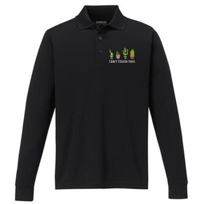 CanT Touch This Cacti Succulents Cactus Love Plants Gifts Performance Long Sleeve Polo