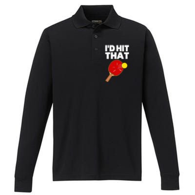 Cool Table Tennis Design Game Ping Pong Lovers Performance Long Sleeve Polo