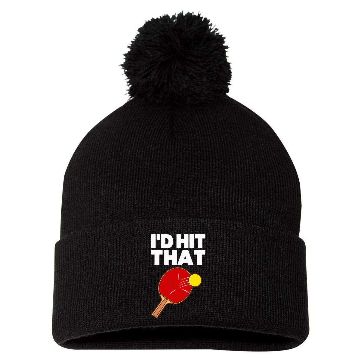 Cool Table Tennis Design Game Ping Pong Lovers Pom Pom 12in Knit Beanie