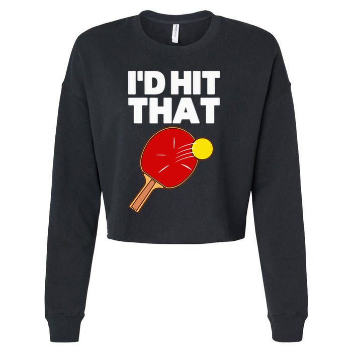 Cool Table Tennis Design Game Ping Pong Lovers Cropped Pullover Crew