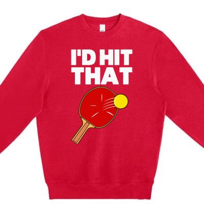 Cool Table Tennis Design Game Ping Pong Lovers Premium Crewneck Sweatshirt