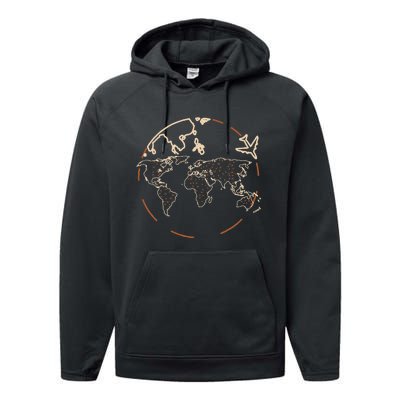 Countries Traveler Traveling World Map Performance Fleece Hoodie