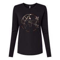 Countries Traveler Traveling World Map Womens Cotton Relaxed Long Sleeve T-Shirt