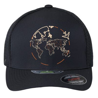 Countries Traveler Traveling World Map Flexfit Unipanel Trucker Cap