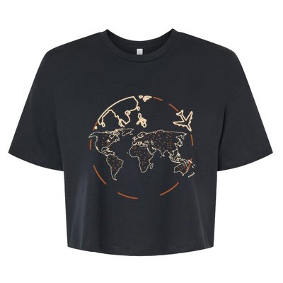 Countries Traveler Traveling World Map Bella+Canvas Jersey Crop Tee