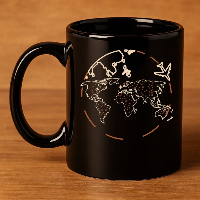 Countries Traveler Traveling World Map 11oz C Handle Ceramic Mug