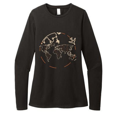 Countries Traveler Traveling World Map Womens CVC Long Sleeve Shirt