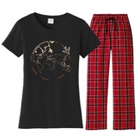 Countries Traveler Traveling World Map Women's Flannel Pajama Set