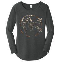 Countries Traveler Traveling World Map Women's Perfect Tri Tunic Long Sleeve Shirt