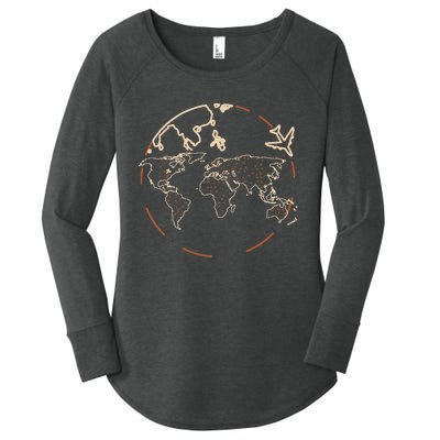 Countries Traveler Traveling World Map Women's Perfect Tri Tunic Long Sleeve Shirt