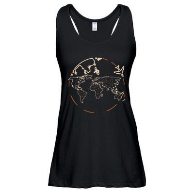 Countries Traveler Traveling World Map Ladies Essential Flowy Tank